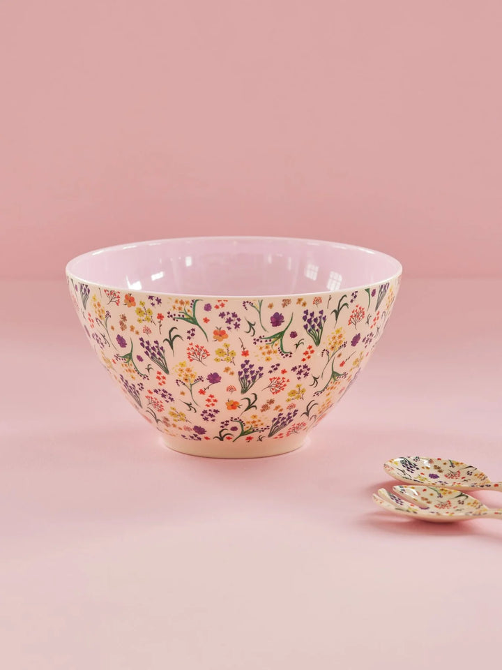 Melamin Salatschüssel mit Wild Flowers-Aufdruck - 2.5 l
