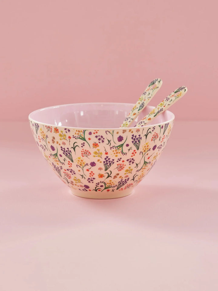 Melamin Salatschüssel mit Wild Flowers-Aufdruck - 2.5 l