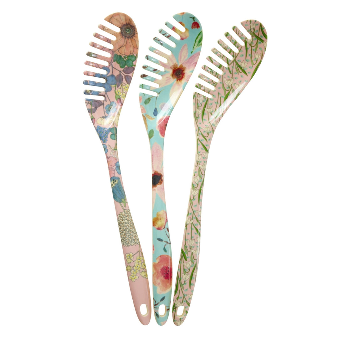 Melamin Nudellöffel in 3 Sortiert. Blumendrucke