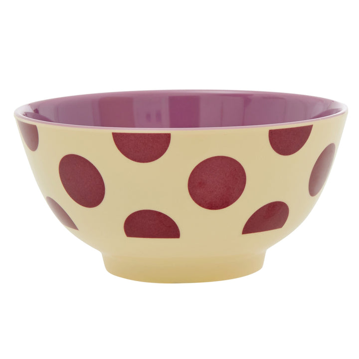 Melamine bowl with purple dot print - medium - 700 ml