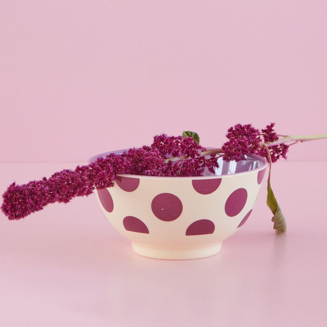 Melamine bowl with purple dot print - medium - 700 ml