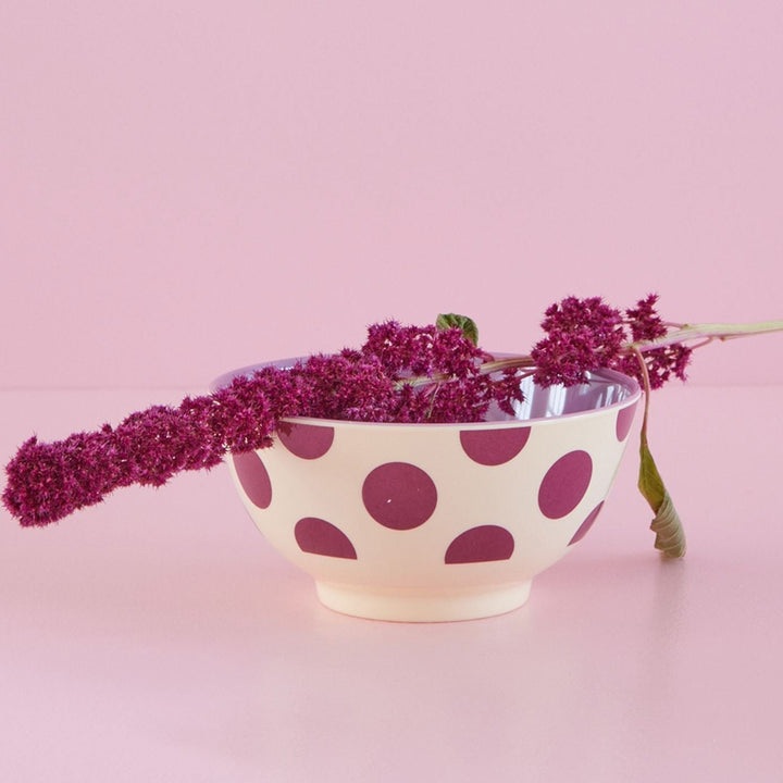 Melamine bowl with purple dot print - medium - 700 ml