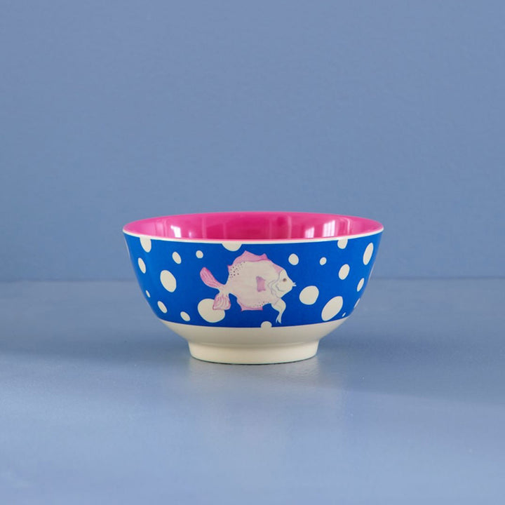 Melamine Bowl with Fish Blue Print - Medium - 700 ml