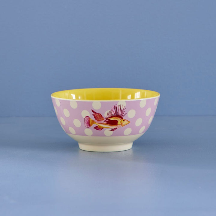Melamine Bowl with Fish Lavender Print - Medium - 700 ml