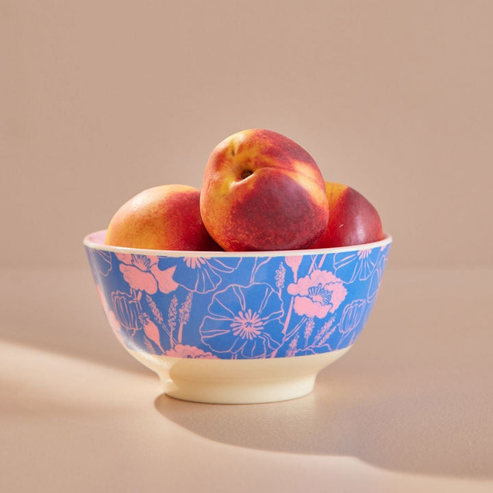 Melamine Bowl with Poppies Love Print - Medium - 700 ml