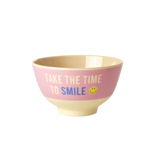 Melaminschale mit rosa Smiley-Aufdruck – klein – 300 ml