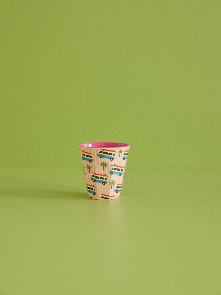 Melamine cup with pink cars print – medium – 250 ml