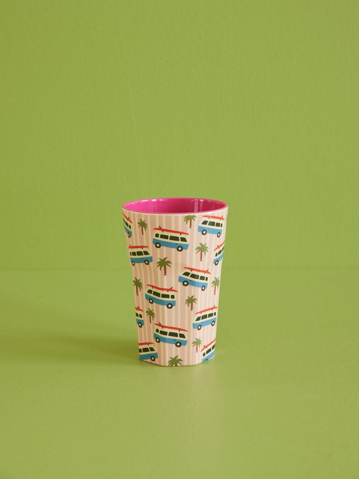 Melamine cup with pink cars print – large – 500 ml