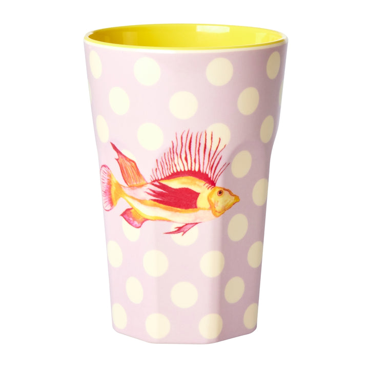 Melaminbecher mit Fisch-Lavendel-Aufdruck – groß – 500 ml