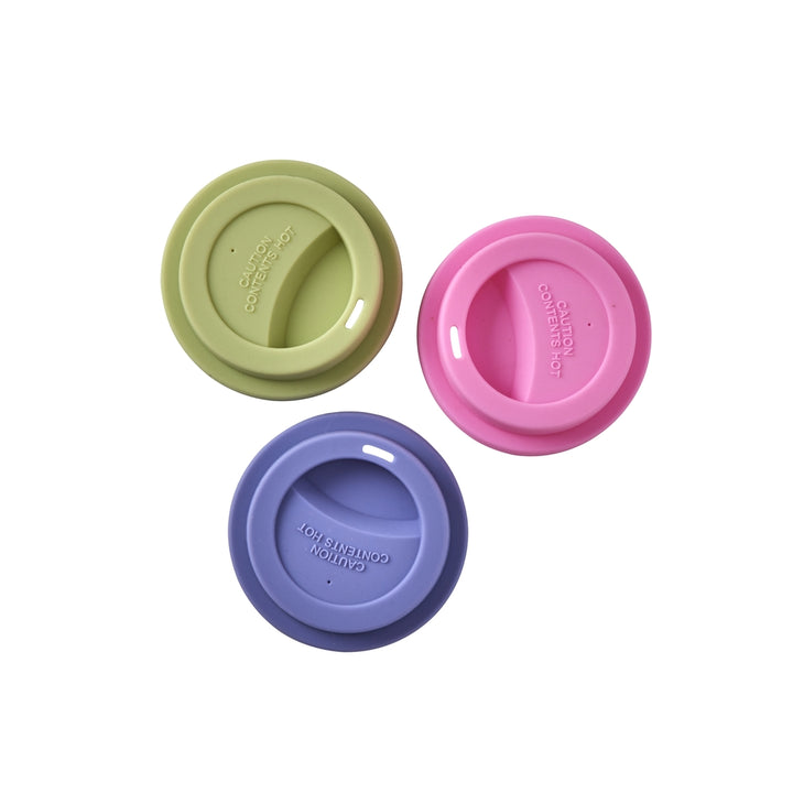 Silikondeckel für hohe Melaminbecher in 3 verschiedenen Farben – Lavendel- Grün und Rosa