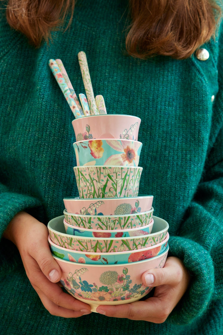 Melaminbecher mit Selma Flower Print – Mint – mittelgroß – 250 ml