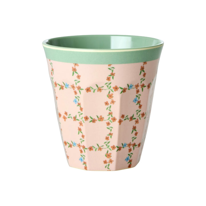 Melaminbecher mit kariertem Schablonendruck- mittel- 250 ml