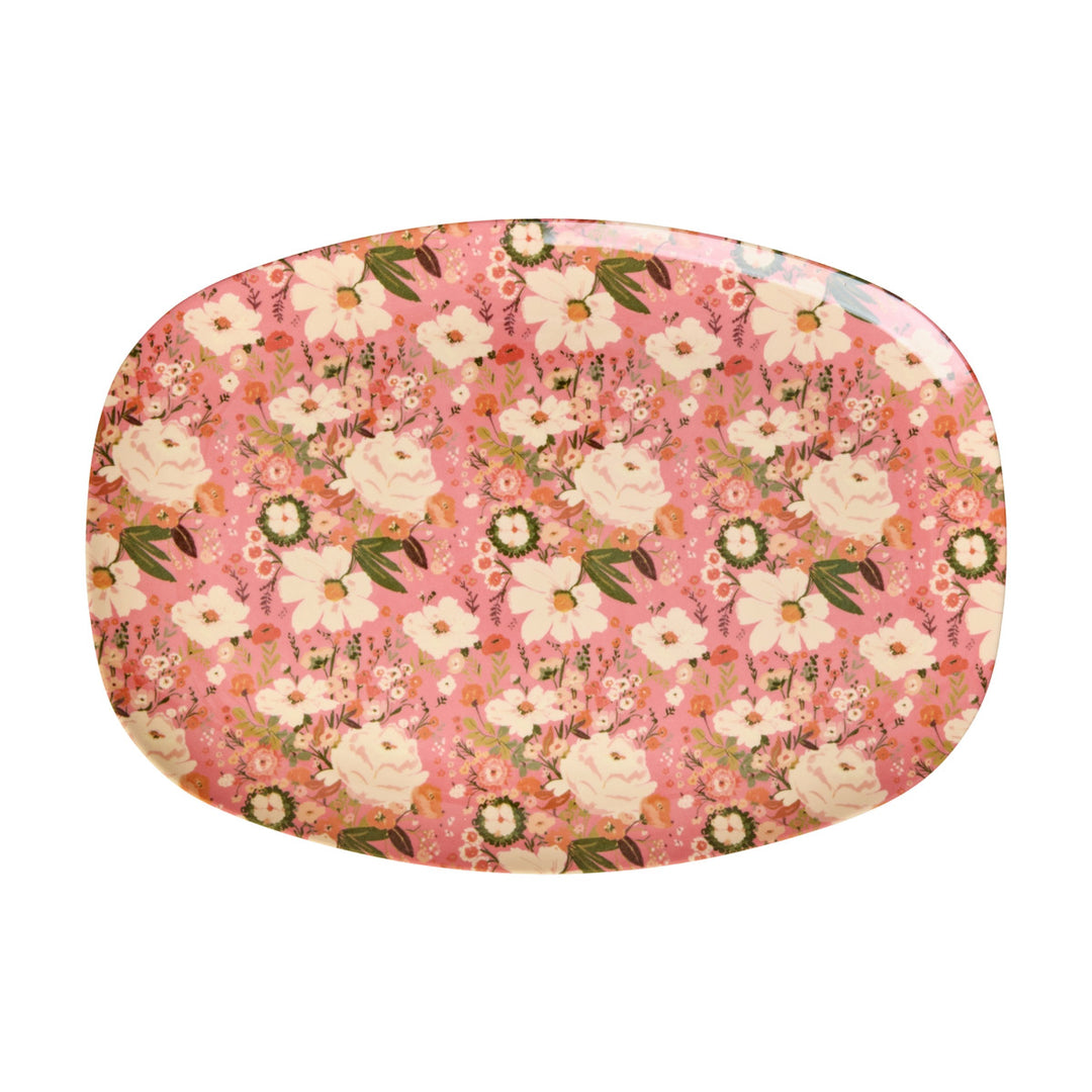 Rechteckiger Melaminteller mit Alison-Blumendruck