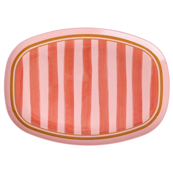 Rechteckiger Melamin-Teller Pink Organic Stripes Print