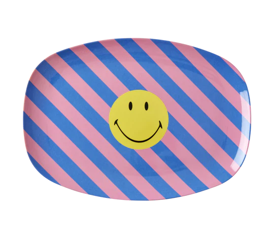 Melamin Platte rechteckig - "Striped Smiley"