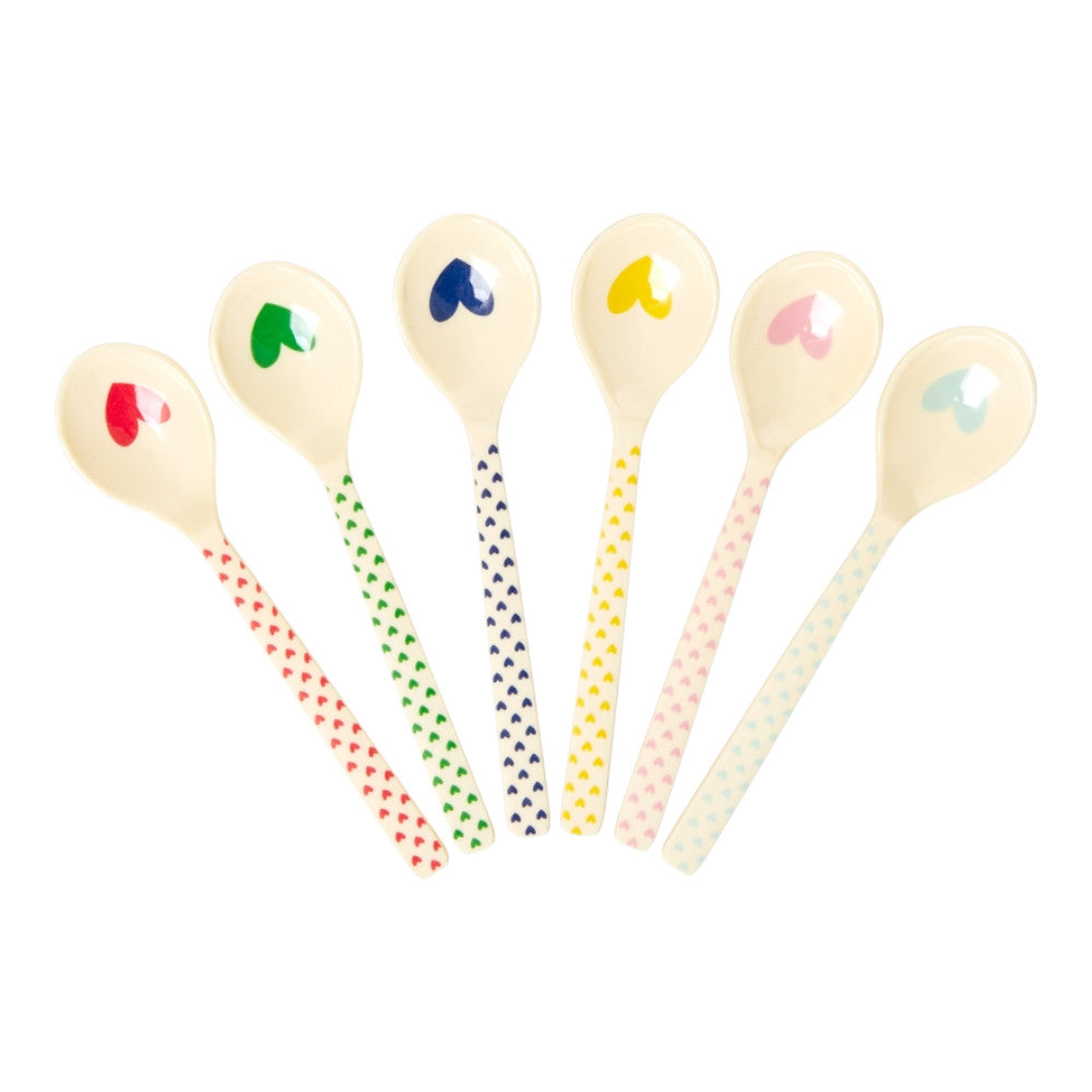 Melamin Teelöffel - Heart Print Rot