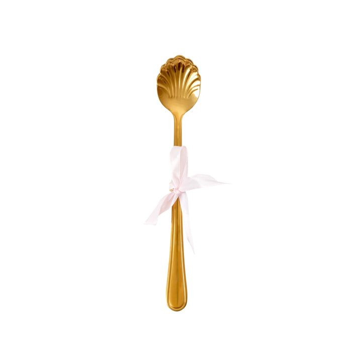 Muschel-Lattelöffel aus Edelstahl – Gold – 4er-Set
