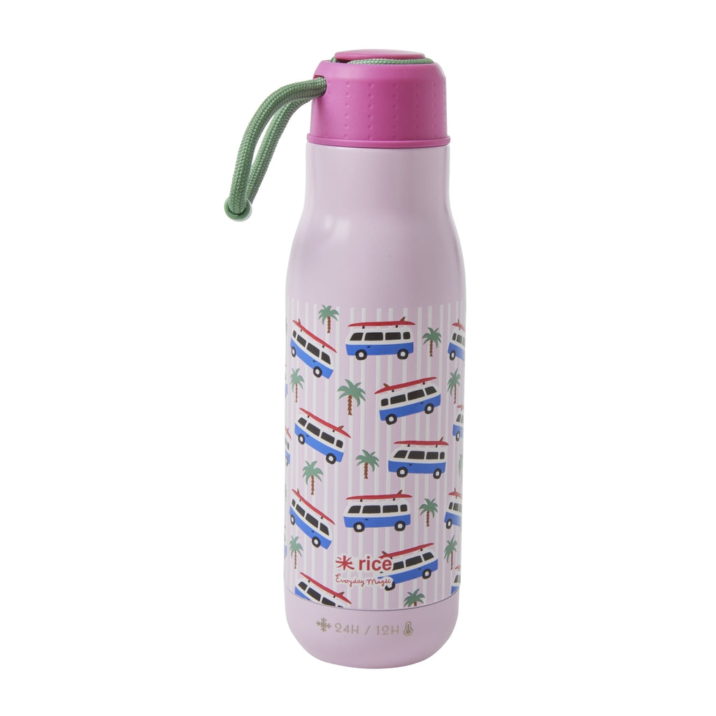 Edelstahl-Trinkflasche mit rosa Autos-Aufdruck – 12 Stunden heiß/24 Stunden kalt – 500 ml