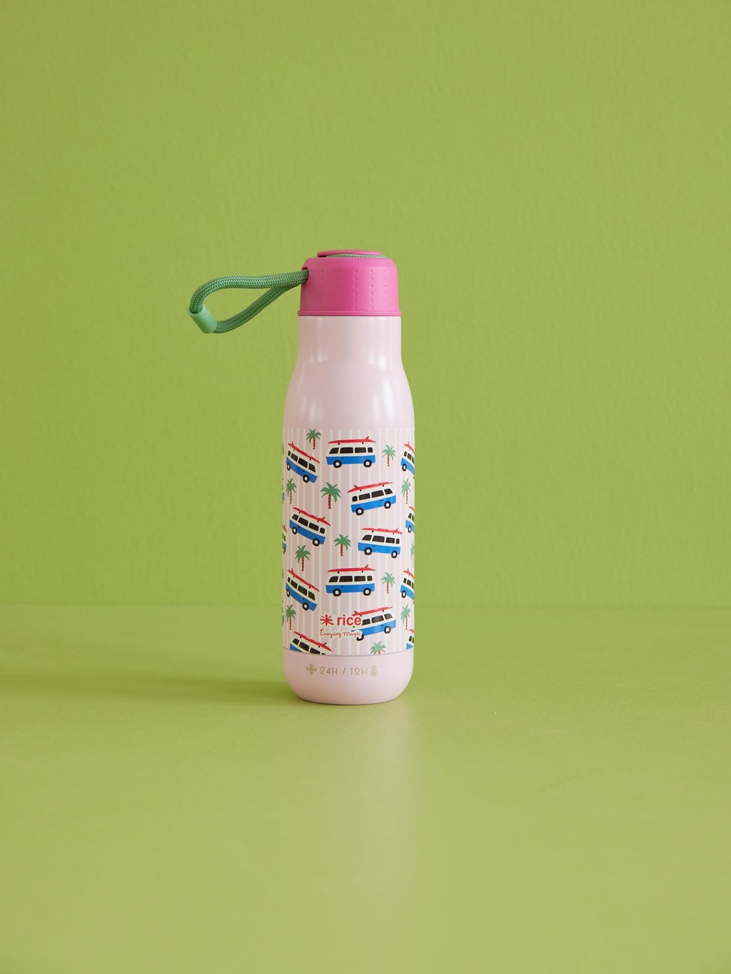 Edelstahl-Trinkflasche mit rosa Autos-Aufdruck – 12 Stunden heiß/24 Stunden kalt – 500 ml
