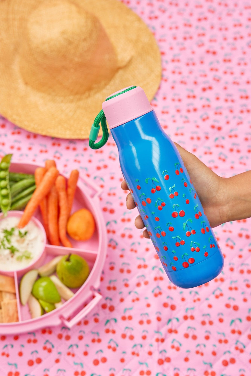 Edelstahl Trinkflasche mit Cherry Love Print – 12H Hot/24H Cold – 500 ml