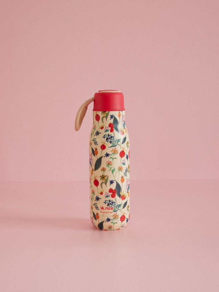 Edelstahl-Trinkflasche mit Winter-Rosenknospen-Aufdruck – 12 Stunden heiß/24 Stunden kalt – 500 ml