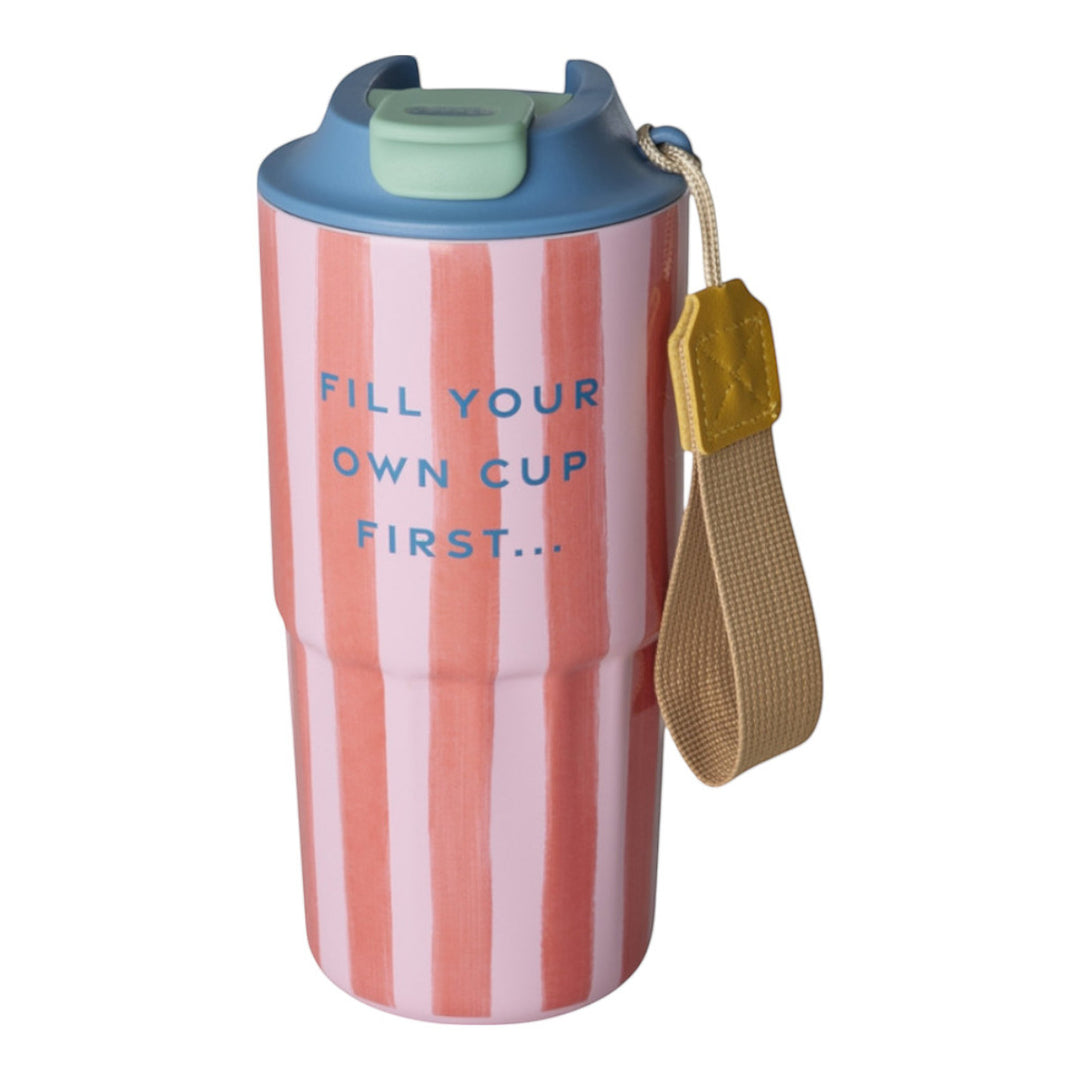 Edelstahl-Thermobecher mit Bio-Streifen-Print – 580 ml