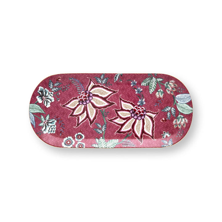 Kuchenteller rechteckig Flower Festival Dark Pink 33.3x15.5 cm