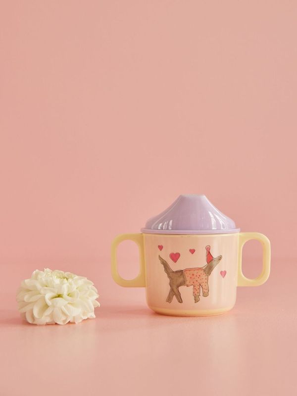 Melamine Baby Cup with 2 Handles and Animal Motif – Lavender