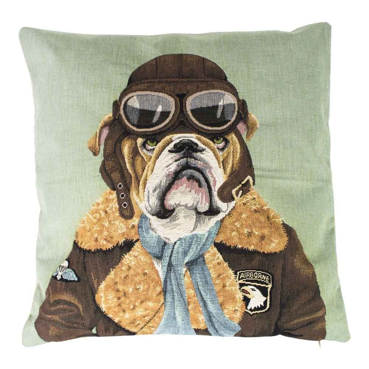 Gobelin Kissen - Bulldogge Pilot