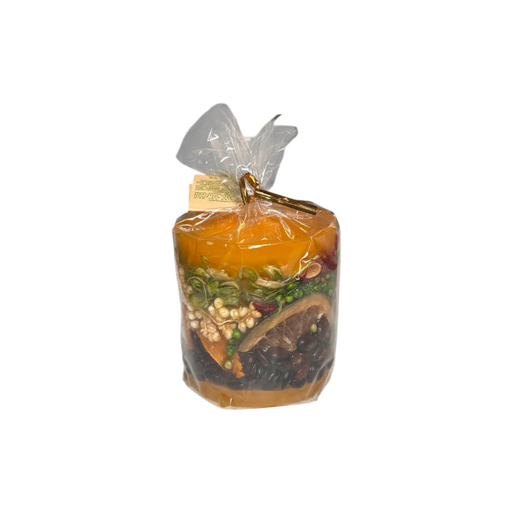 Duftkerze mit echten Früchten gelb