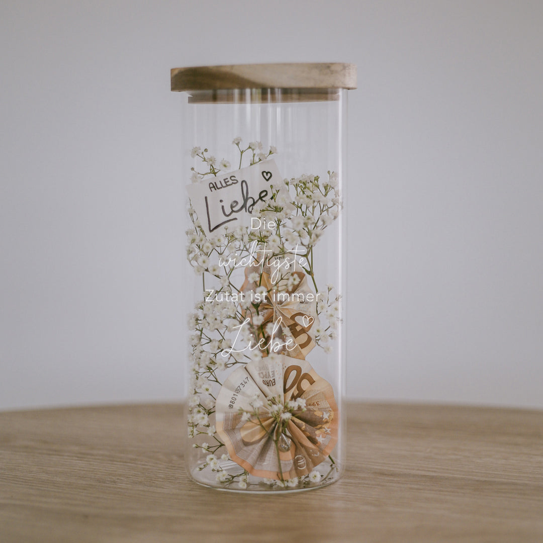 Vorratsglas 25cm - Liebe "Liebe ist die wichtigste Zutat"