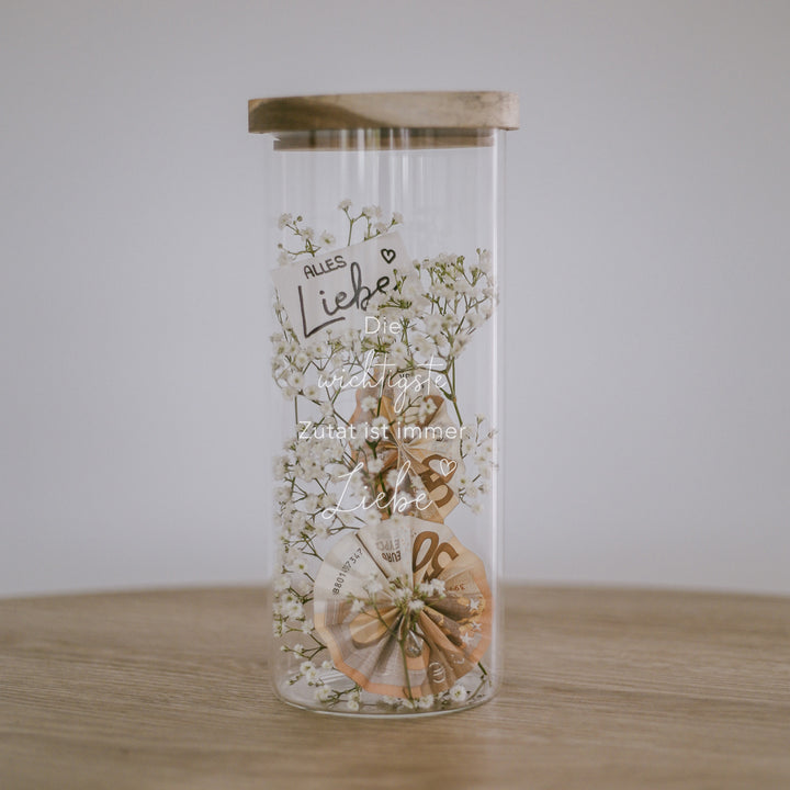 Vorratsglas 25cm - Liebe "Liebe ist die wichtigste Zutat"