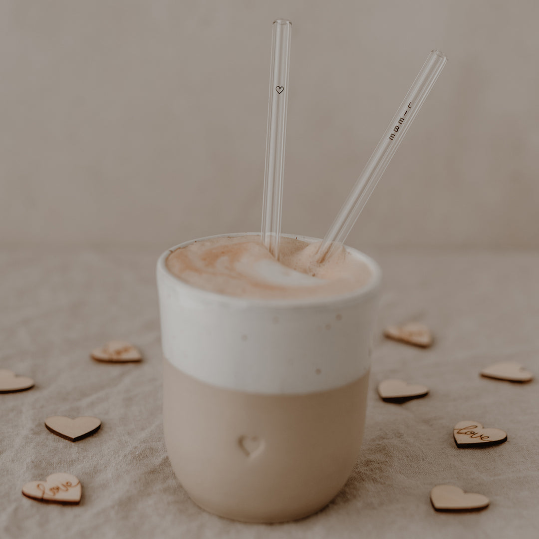 Strohhalme Lebe Liebe Lache 4er Set aus Glas