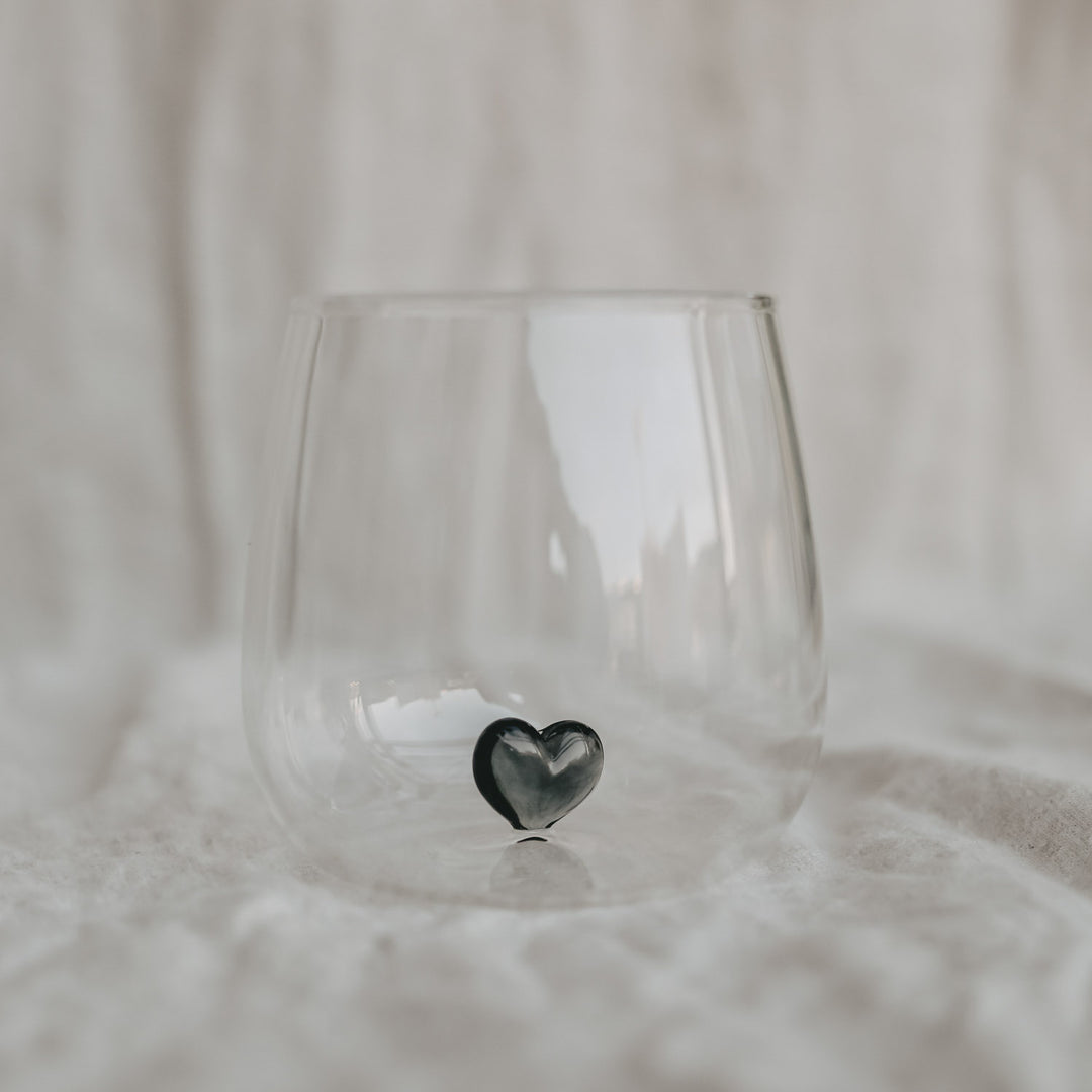 drinking glass heart figure pink