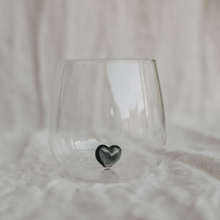 drinking glass heart figure pink