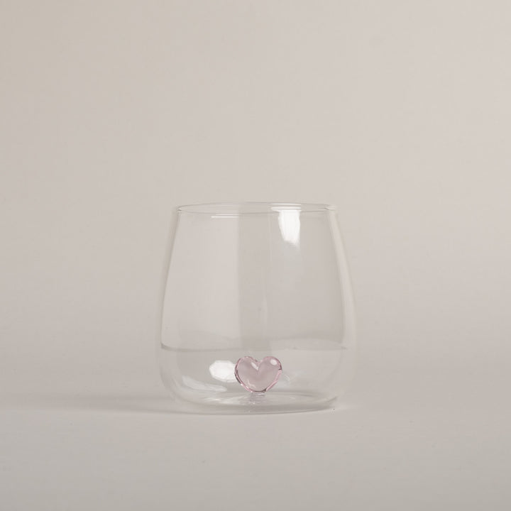 drinking glass heart figure pink