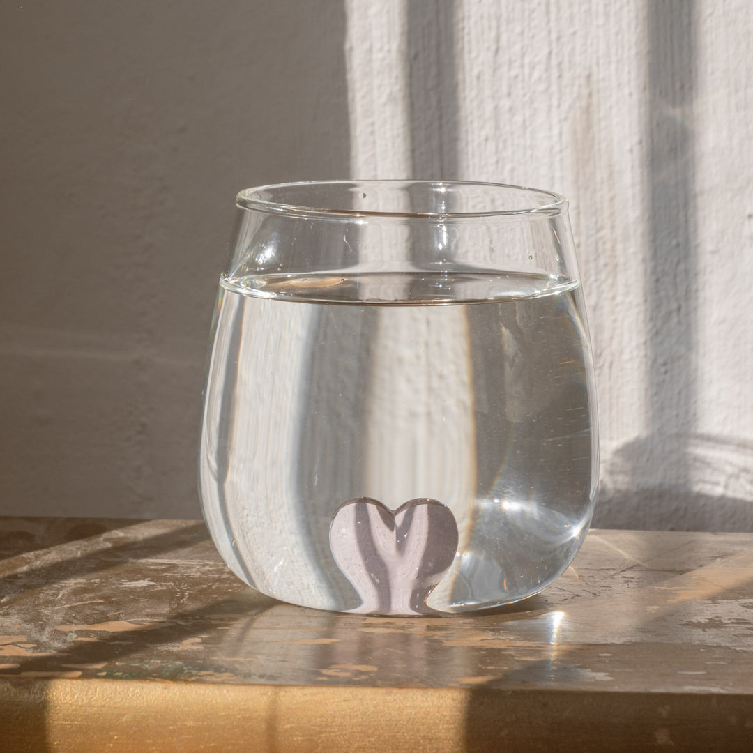 drinking glass heart figure pink