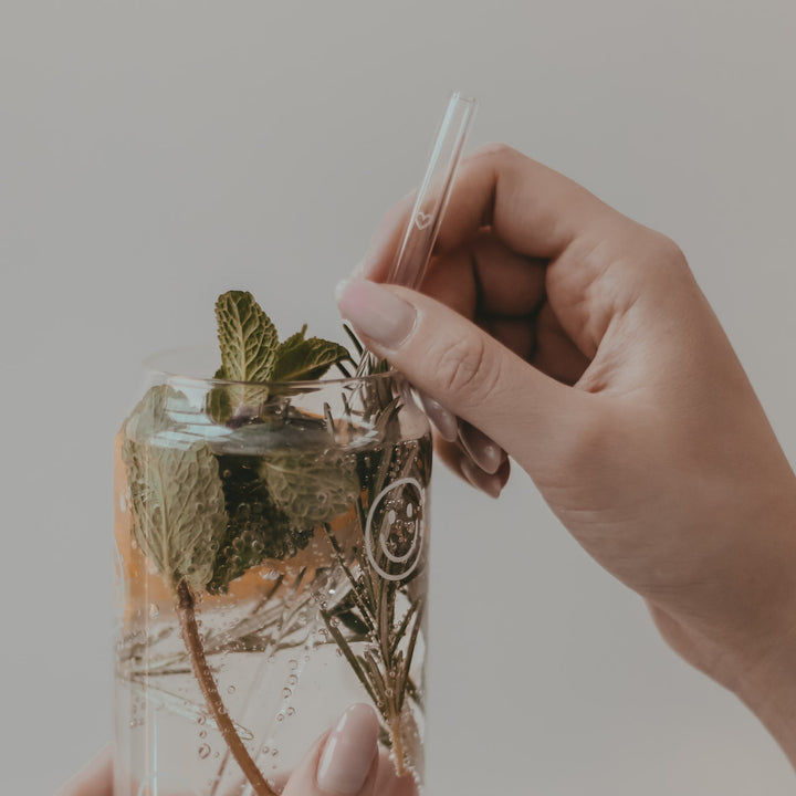 Strohhalme Herz 4er Set aus Glas