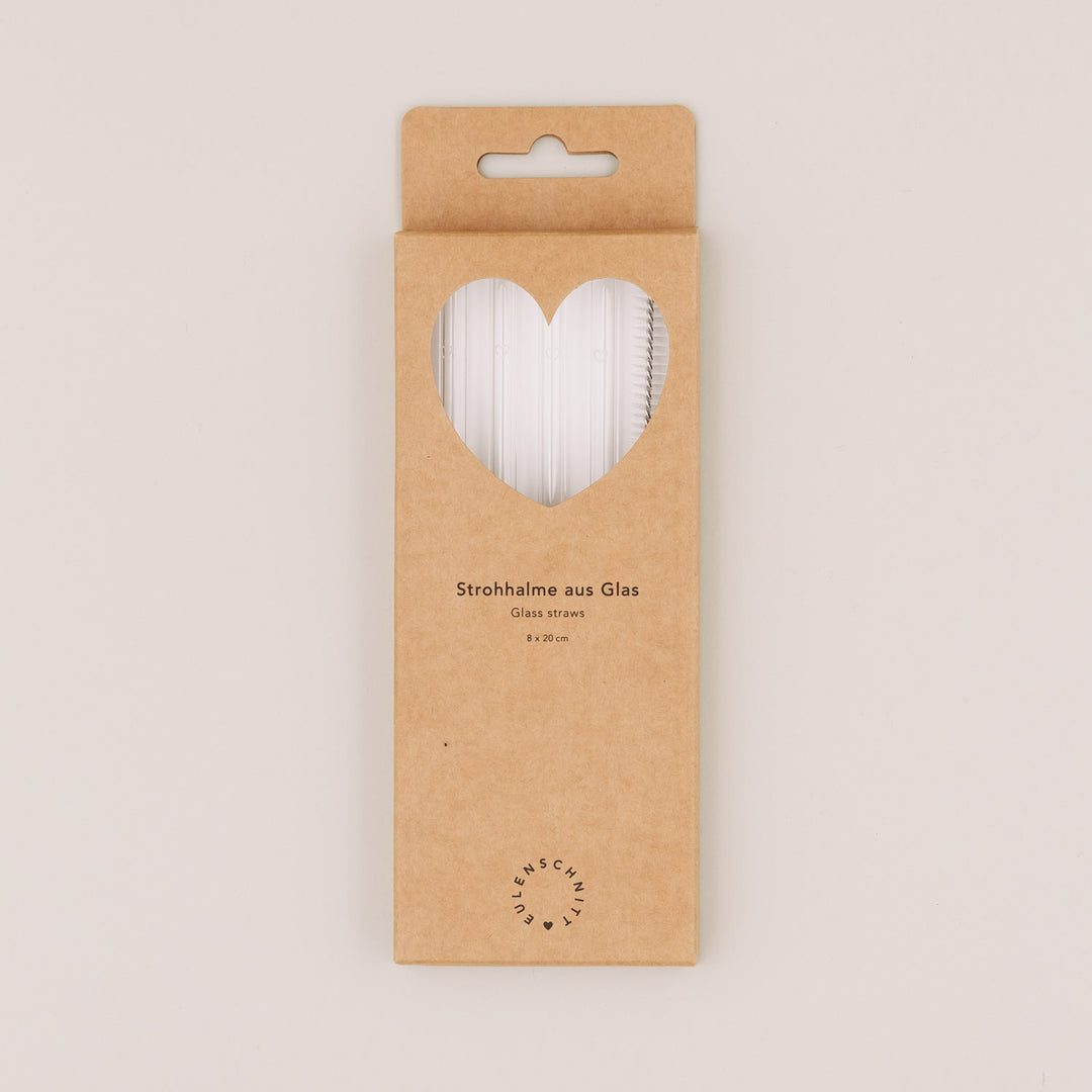 Strohhalme Herz 4er Set aus Glas