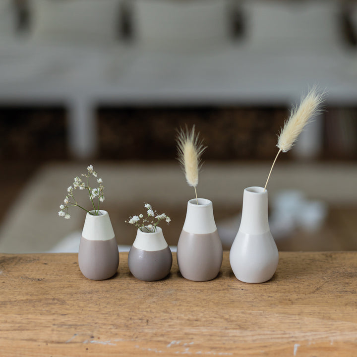 Mini Pastellvasen 4er Set grau