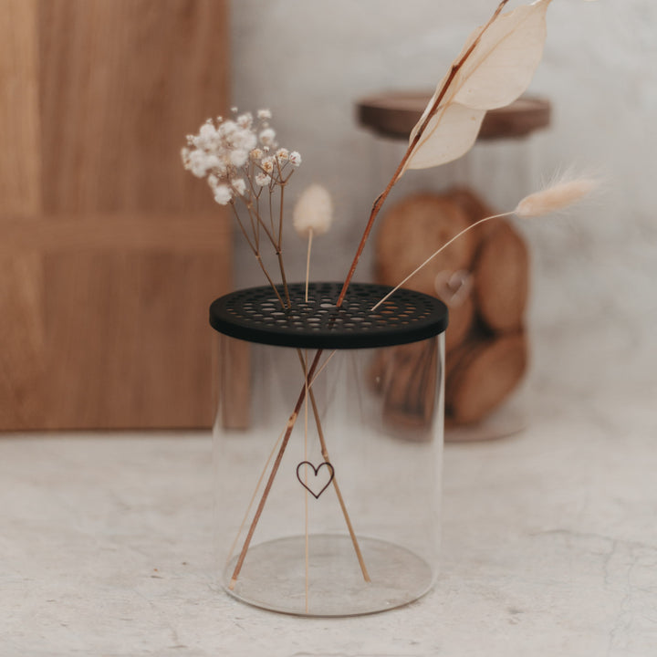 Eulenschnitt Metalldeckel/Blumenhalter