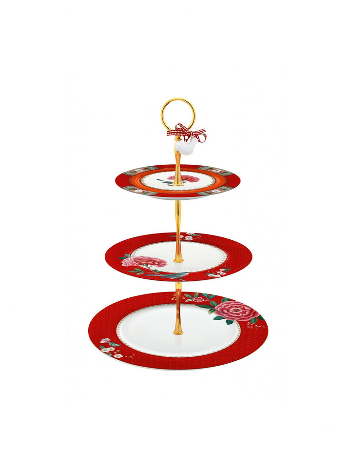 Torten Etagere Cake stand 3/Layers Blushing Birds red