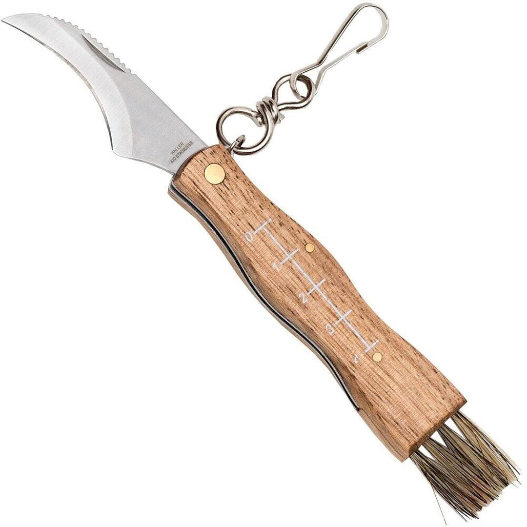 folding mushroom knife with brush