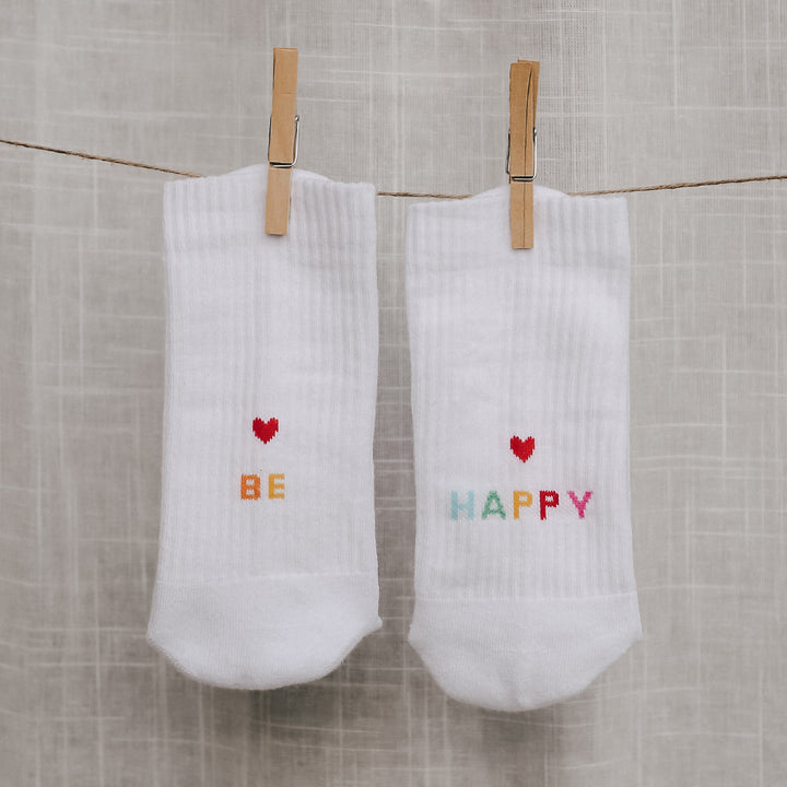 Eulenschnitt Socken "be happy"