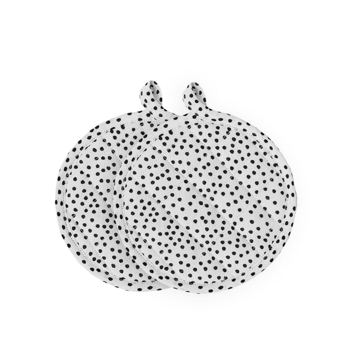 Linen Potholders Set of 2 - Dots