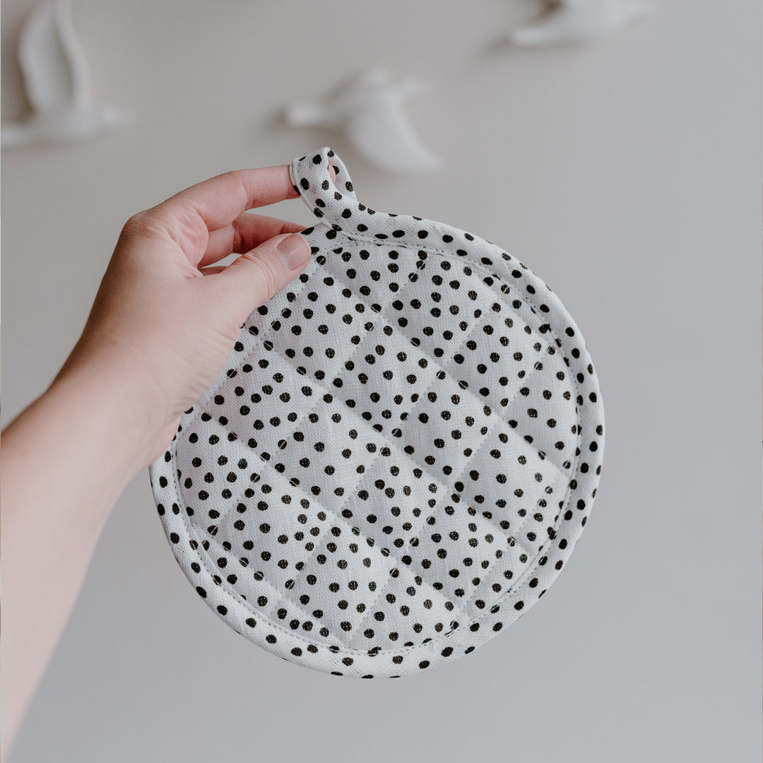 Linen Potholders Set of 2 - Dots