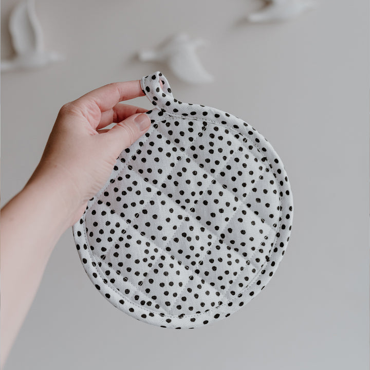Linen Potholders Set of 2 - Dots