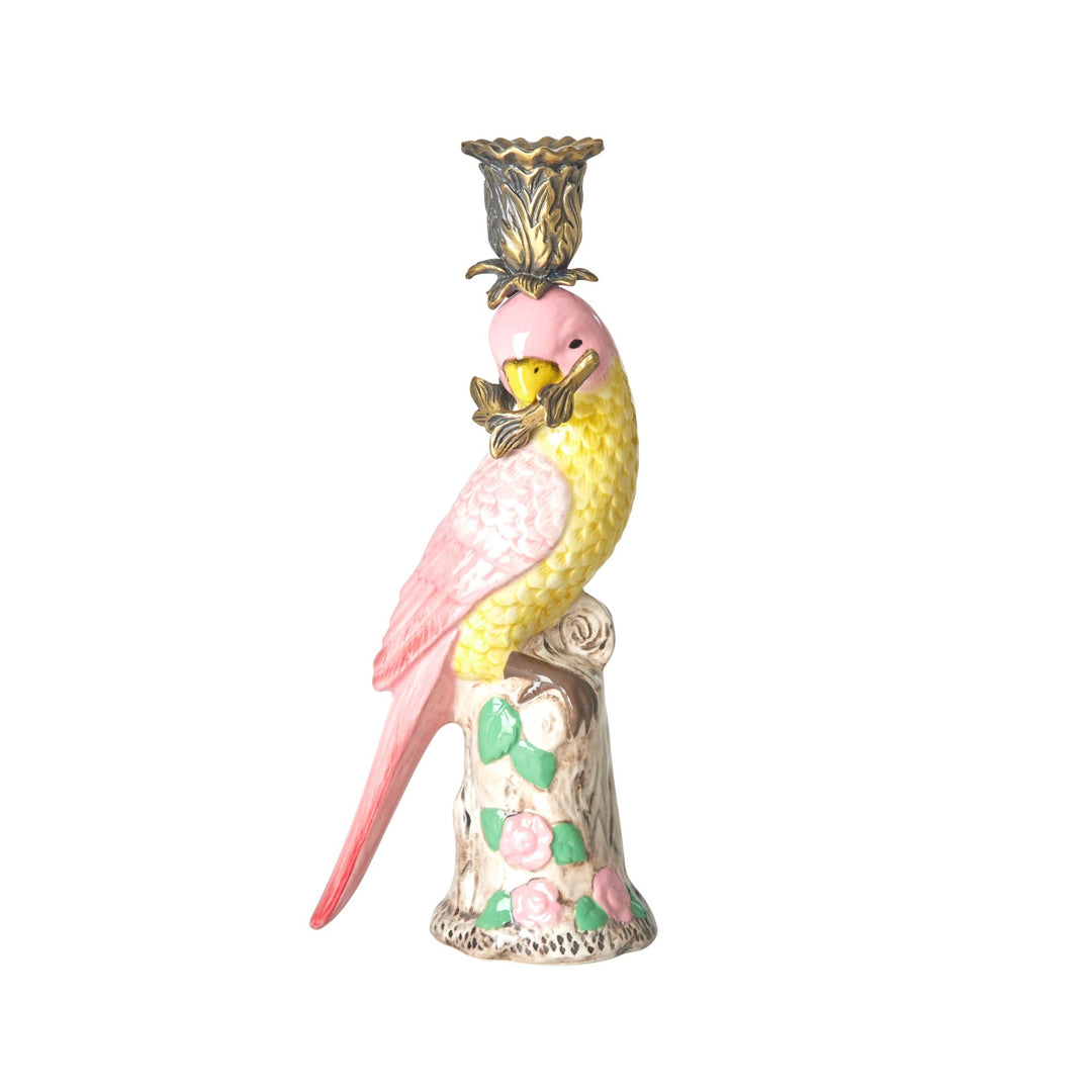 Keramik Kerzenständer - Pink - Vogel