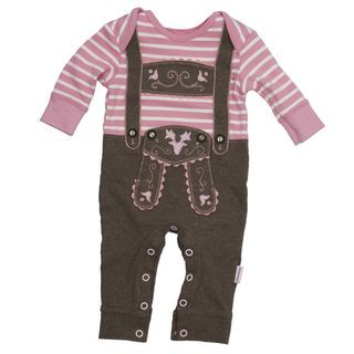 Baby Trachten Strampler Lederhose braun/rosa