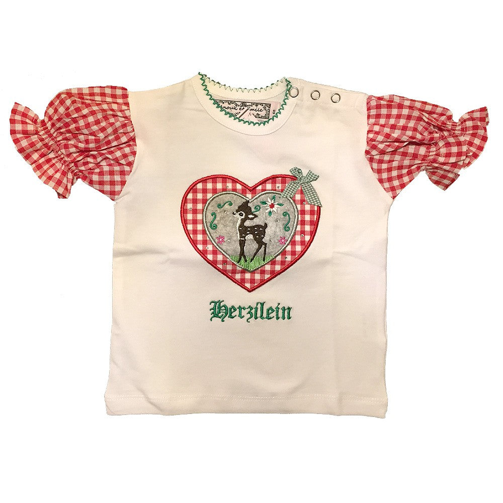 Mädchen Trachten-Shirt mit Puffärmel "Herzilein"